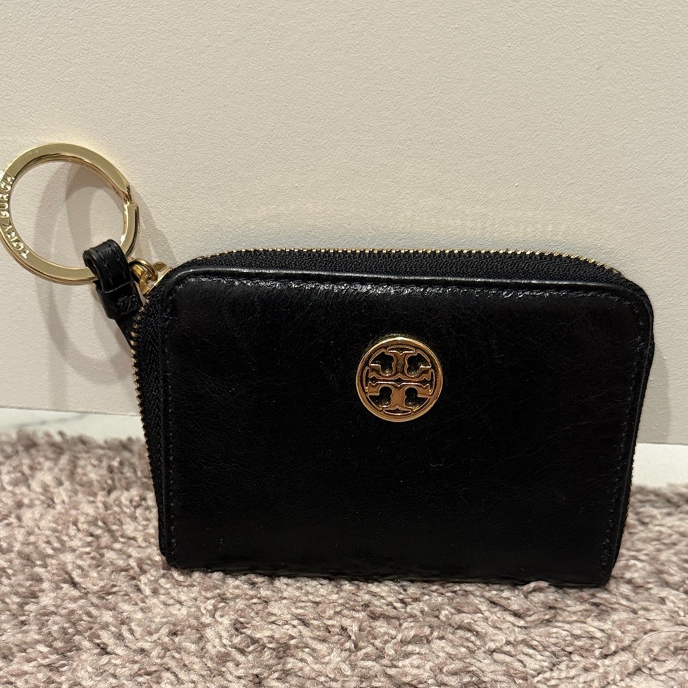 Tory Burch Black Wallet with Gold Keyring